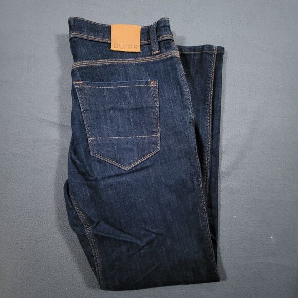 DU/ER Jeans Mens 32x30* Blue Denim Dark Wash Stretch L2X Slim Fit Quick Dry READ - Picture 1 of 16